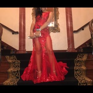 Red shiny prom dress!!!!